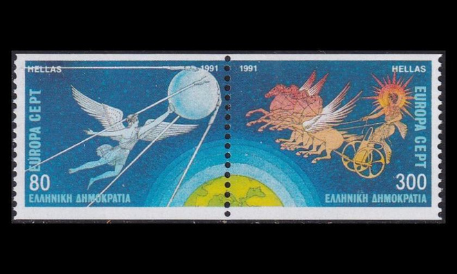 Kreikka 1777-8Cp ** Europa avaruus (1991)