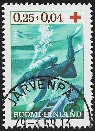 1966 Pun Risti 0,25 + 0,04 mk alareuna LOISTO LaPe 609
