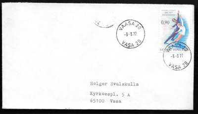 Postilähetys - Taitoluistelu EM (LAPE 801) Vaasa 20 3.3.1977