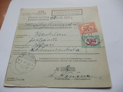 1928 Ägläjärvi postiosoitus Viipurin lääninvankilaan