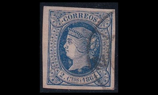 Espanja 55x o Isabella II 2 Cs valkoinen pap (1864)