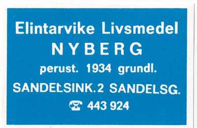 Elintarvike Nyberg. Sandelsink. 2 .  b422
