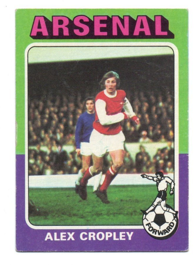Jalkapallo n:o 128 Alex Cropley. Arsenal. Purkkakuva