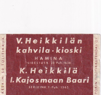 Hamina, V. Heikkilä , I. Kajosmaan Baari  b529