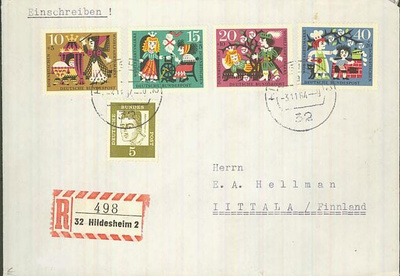 BRD Mi 447-50 ym R-kirje Suomeen