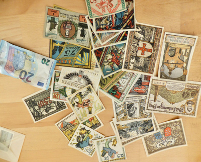 VANHOJA Tilapäisrahoja Notgeld Saksa 1921 n.55-60 kpl KOMEAT
