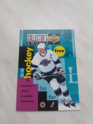 1995-96 Collector’s Choice näytepussin mainos yms Gretzky