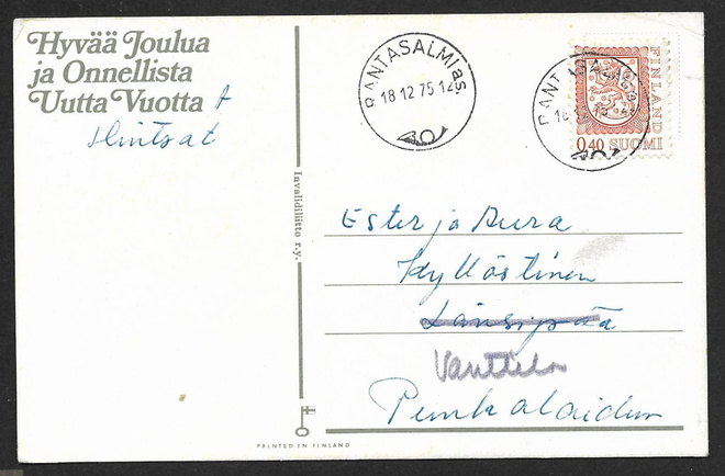 Postil. - Yl.m. 0,40 (LAPE 759) Rantasalmi as. 18.12.75