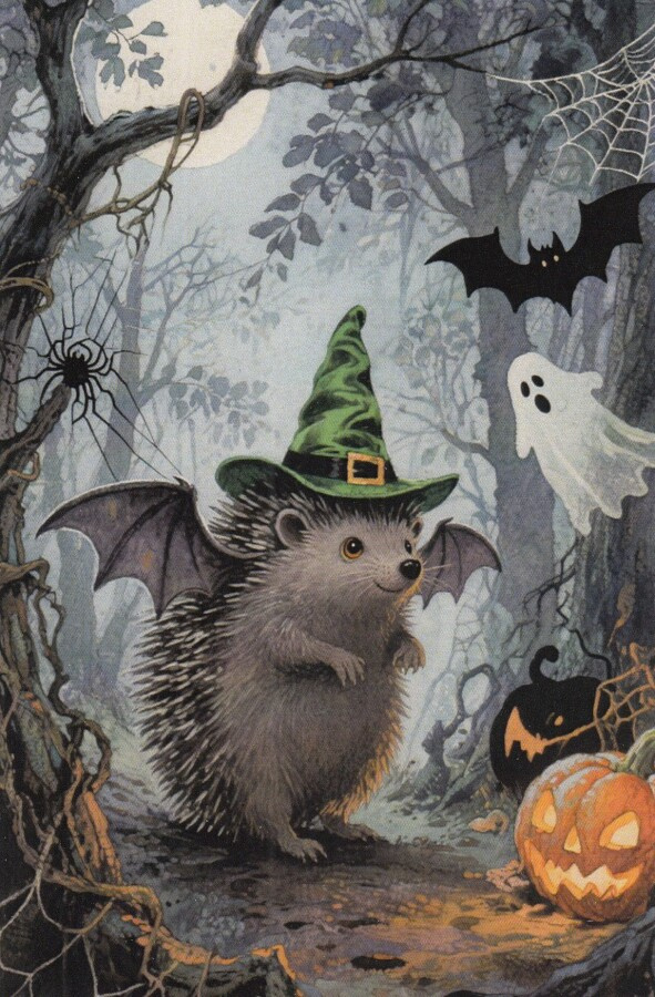 Halloween siilillä lepakon siivet