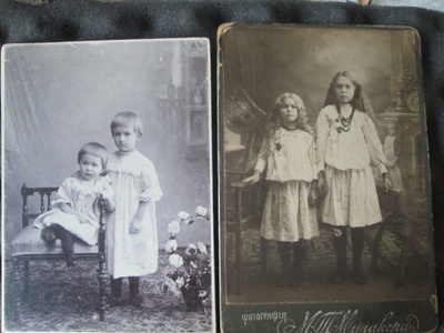 neljä vintage pahvivalokuvaa - 1800/1900 -lukujen vaihde