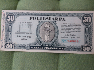 Poliisi Arpa myyty Talvisotavuonna 1939