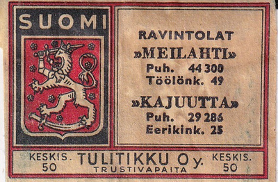 Helsinki, Ravintolat "Meilahti" - "Kajuutta" Tulitikku Oy s2