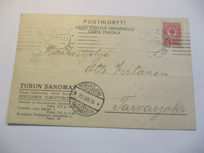 1914 Tarvasjoki venäläisleima kortilla