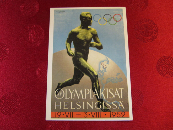 Olympiakisat Helsingissä 19.7.-3.8.1952 postikortti.