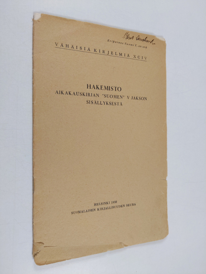 Sulo Haltsonen : Hakemisto aikakauskirja "Suomen" V jakso...