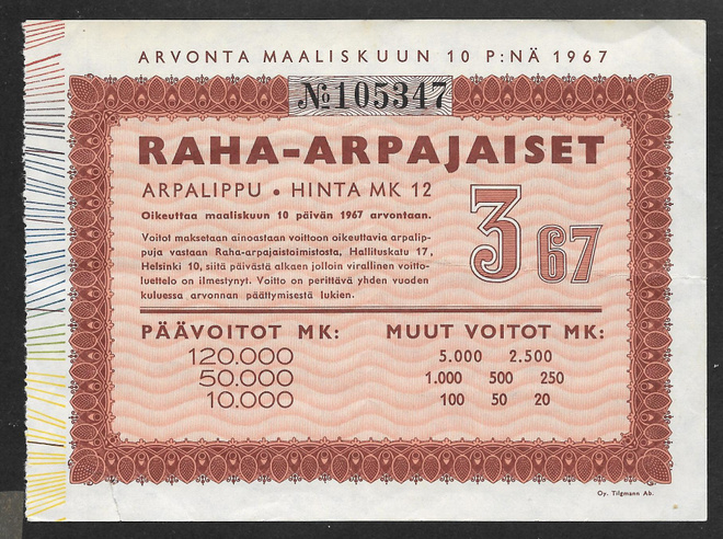 Raha-arpa 1967