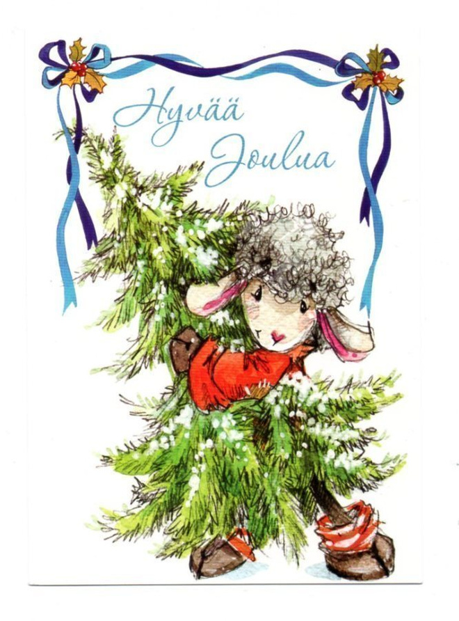 Lammas & Kuusi °°HYVÄÄ JOULUA°° -KORTTI / (Kiiltävä)