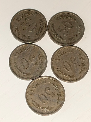 50 penniä 1937 5kpl
