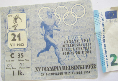 VANHA Lippu Olympia Helsinki 1952 Yleisurheilu 21.7.52