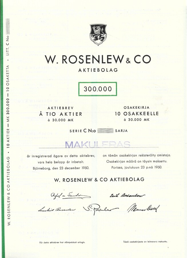 OKK 1950 W.Rosenlew & Co, Pori