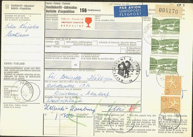 1964 varovastipaketti lentopostiss Saksaan