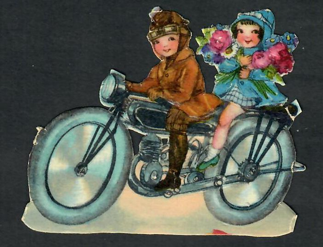 Wanha - Nuori pari ajaa moottoripyörää - 1900-l alku