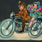 Wanha - Nuori pari ajaa moottoripyörää - 1900-l alku - pikkukuva 1