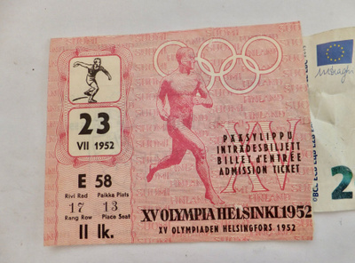 Lippu Pääsylippu Olympia 1952 Helsinki Yleisurheilu 23.7.52
