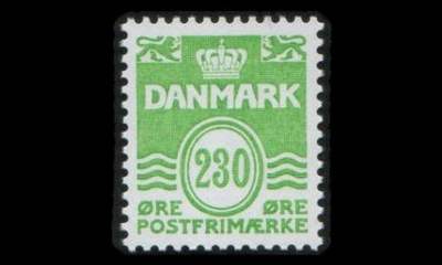 Tanska 792 ** Aaltoviiva 230 öre vaaleanvihreä (1984)