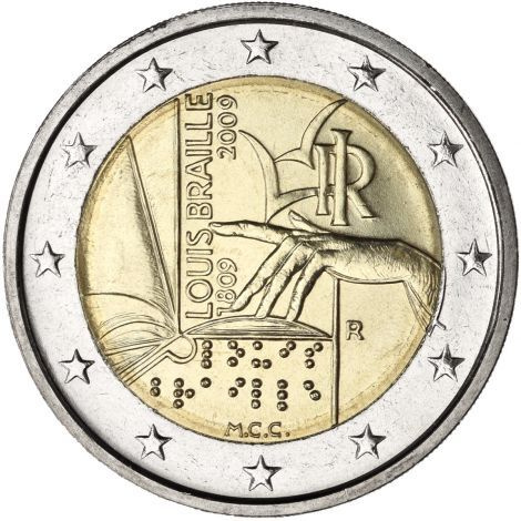 Italia 2009 2 € Louis Braille UNC