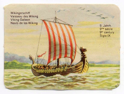 LAIVANELKKU / Raitapurjeinen viikinkialus. 1900-l:n alku.