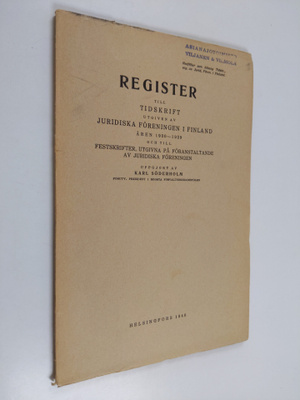Register till tidskrift utgiven av Juridiska föreningen i...