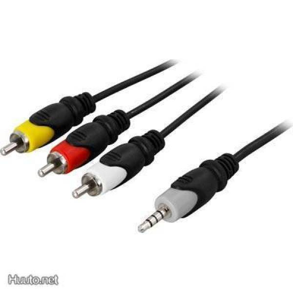 Deltaco 3.5mm - 3xRCA ääni- ja videokaapeli, 10m *UUSI*