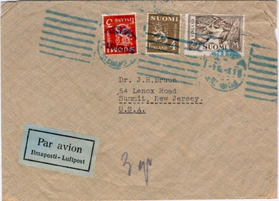 M30 1945 lentokirje USAhan