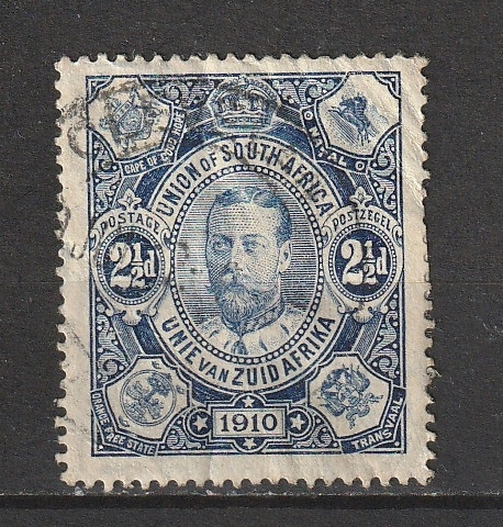 1910 Etelä-Afrakan Unioni #1a merkki leimattuna.