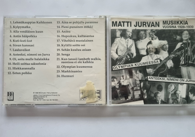 MATTI JURVAN MUSIIKKIA VUOSINA 1928-1939 CD