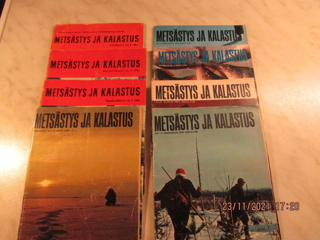 Metsästys ja kalastus lehtiä 8 kpl 1964-1970.