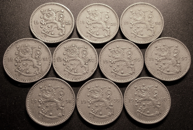 1 mk 1928-1940 ni, 10 eril.
