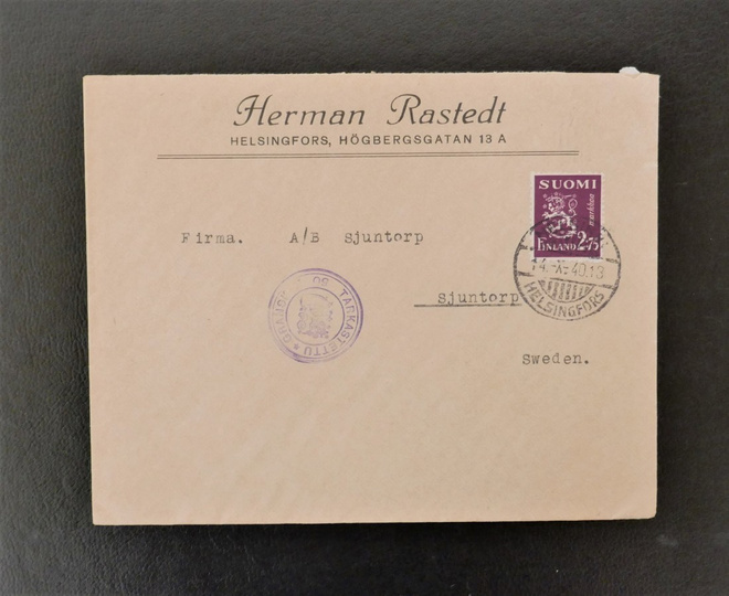 FIRMAKUORI Herman Rastedt Helsinki 1940 Ruotsiin