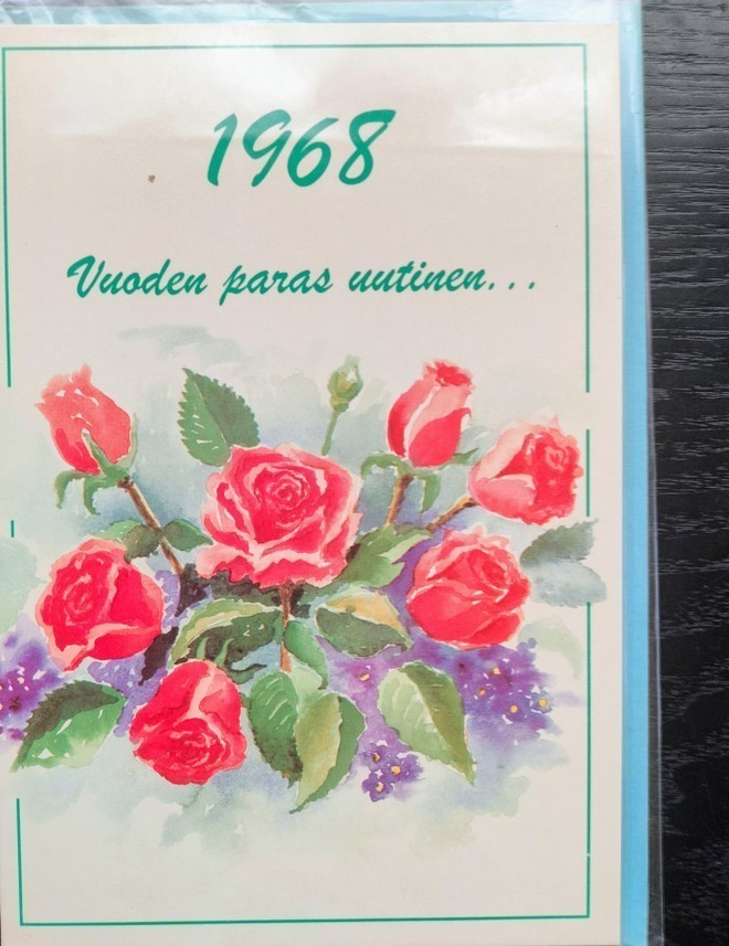 Onnittelukortti  vuonna 1968 syntyneelle