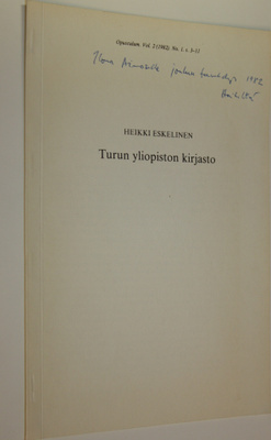 Heikki Eskelin : Turun yliopiston kirjasto (signeerattu)