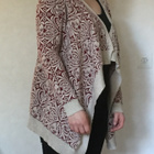 Yu & Me tummanpunainen/beige kuviollinen avoin neuletakki - pikkukuva 1