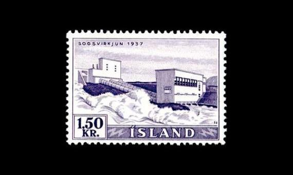Islanti 306 ** Kraftverk och vattenfall 1,50 kr (1956)