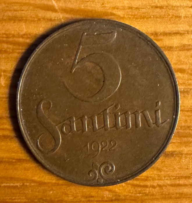 Latvia 5 Sentimi 1922