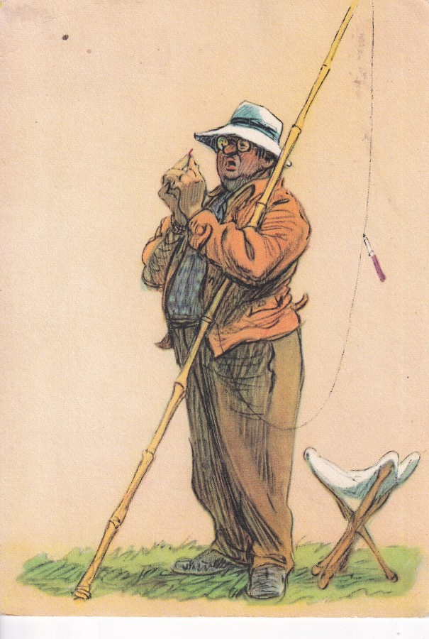 Kalastus, Mies ongella tait. I. M. Semenov     b486