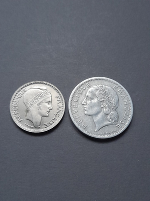 Ranska 10 francs ja 5 francs 1949