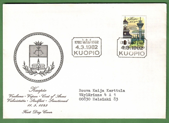 FDC- 4.3.1982 Kuopio 200 vuotta (118)