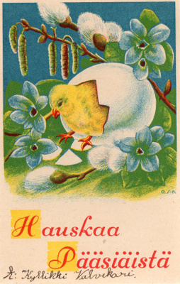 Vanha pääsiäiskortti- O Sundelin