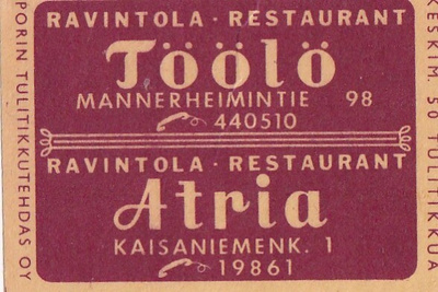Helsinki, Ravintola Töölö. Atria              .s43