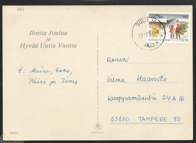 Postilähetys - Joulu 1981 (LAPE 887) Oulu 17.12.1981